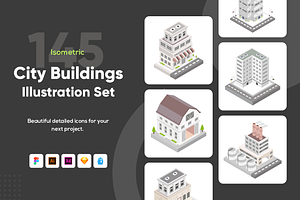 Isometric City Building Illustration