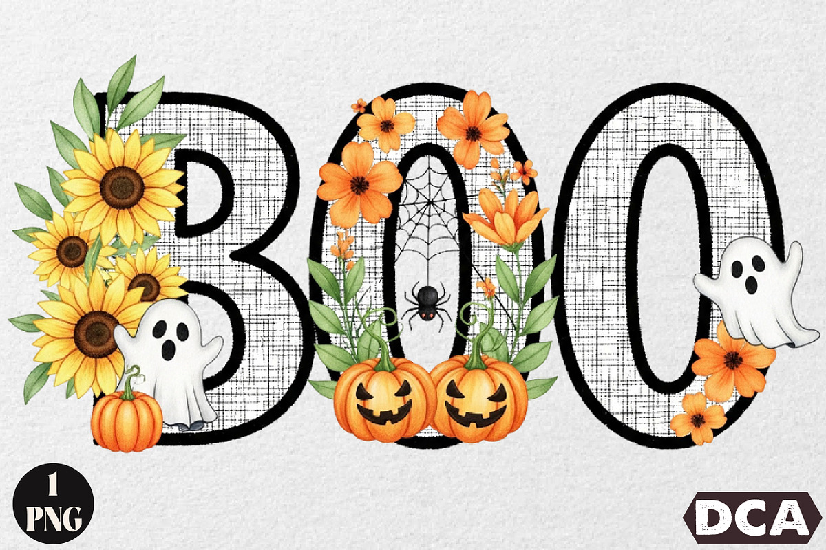 Floral Halloween Boo, an Illustration by DreamCafeArt (Photo 1 of 6)