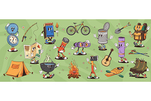 Retro cartoon groovy travel, a Decorative Illustration by Buch&Bee