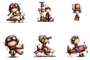 Watercolor Aviator Clipart, a Seasonal Illustration by CreationArt (Thumbnail 2 of 5)