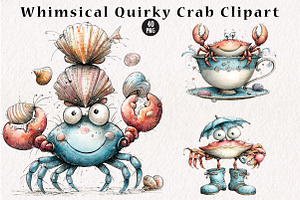 Whimsical Quirky Crab Clipart, a Seasonal Illustration by CreationArt
