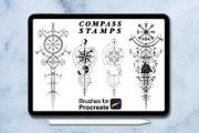 120 compass tattoo-style procreate, a Brush Add-On by Arts For Peace (Thumbnail 5 of 9)