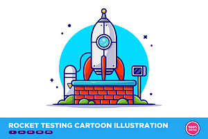 Rocket Testing Cartoon Illustration