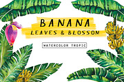 Banana Leaves Watercolor, a Decorative Illustration by Planolla (Thumbnail 1 of 4)