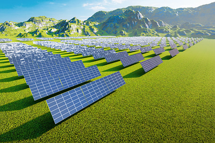 Solar power station with solar panels for producing electric power energy by gr, an Industrial Photo by Ministocker