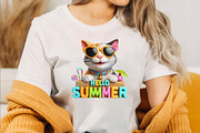 Watercolor Happy Summer Cat Sublim, an Illustration by SVGArt (Thumbnail 3 of 8)