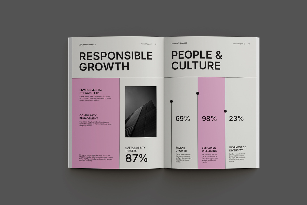 White Pink Annual Report, a Brochure Template by Neermana (Photo 4 of 10)