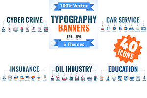 Set Typography Banners, an Education Illustration by TAlex