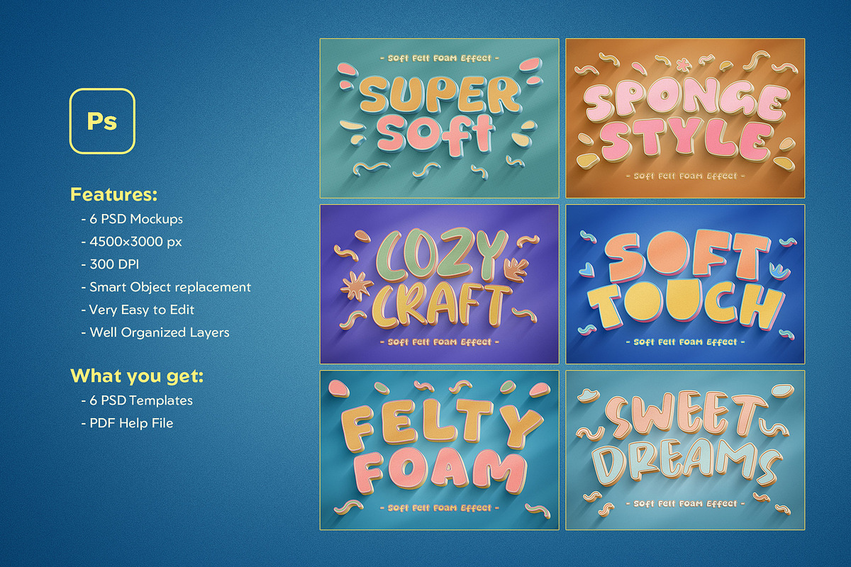 Soft Felt Foam Text Effects, a Layer Style Add-On by Andrew Skoch Design (Photo 2 of 8)