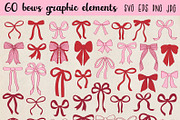 Coquette pink bows Vector collection, a Decorative Illustration by NataKa (Thumbnail 2 of 9)