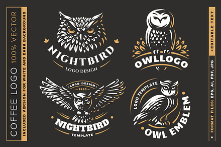 Owl logo set
