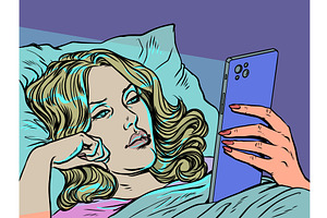 Pop Art Retro A woman in bed staring