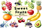 Sweet Fruits Collection Clipart, a Food Illustration by Watercolor Digital (Thumbnail 1 of 8)