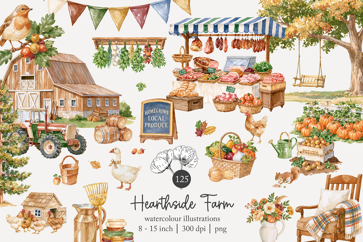 125 farmer's market clip art, a Food Illustration by Poppy Lane Studio (Photo 1 of 10)