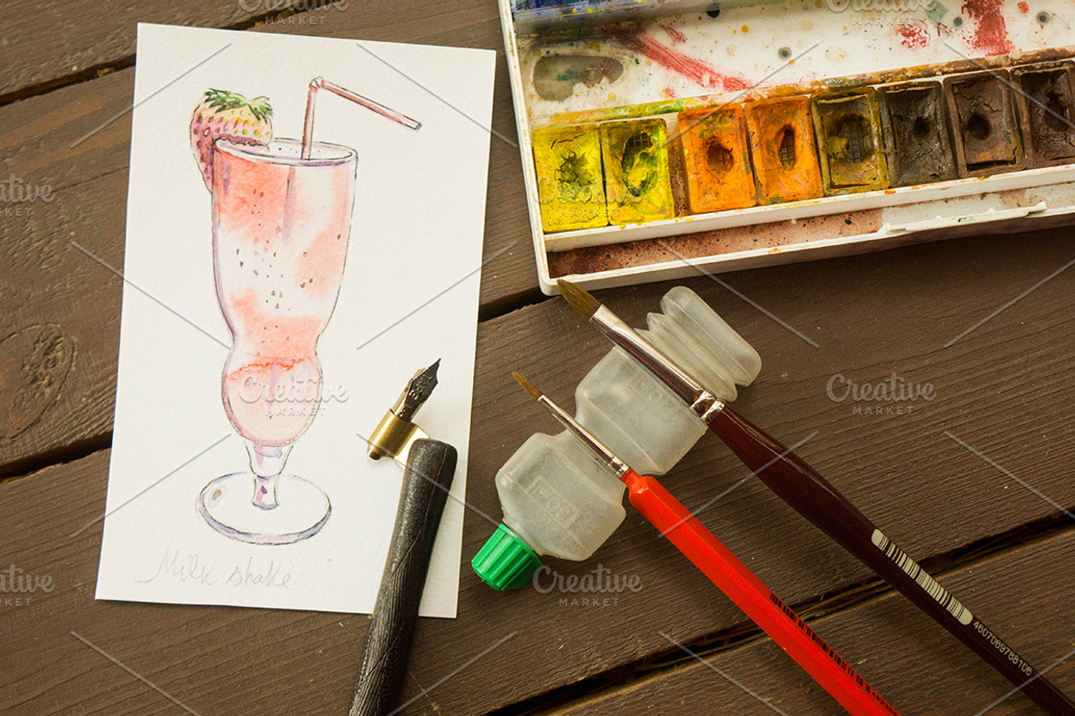 Watercolor drinks vector set, an Illustration by miminoshka (Photo 6 of 7)