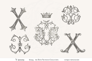 Antique Vintage Monogram Initial X