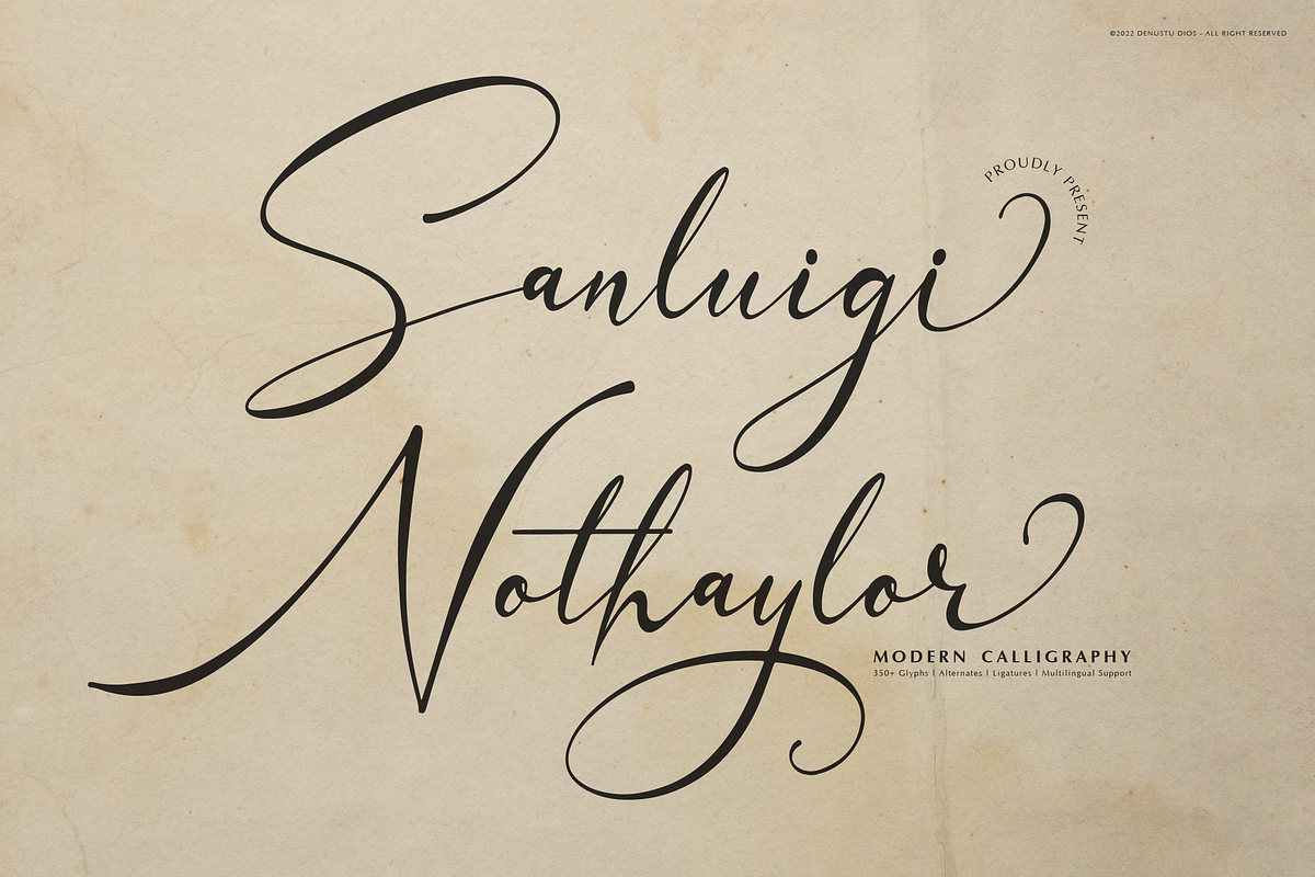 Sanluigi Nothaylor Calligraphy Font, a Script Font by Denustudios (Photo 1 of 12)
