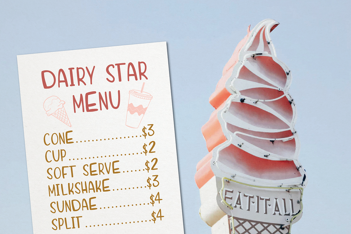 Lunch Line | Font + Illustration Set preview 4