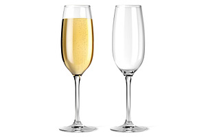 Vector realistic champagne glasses