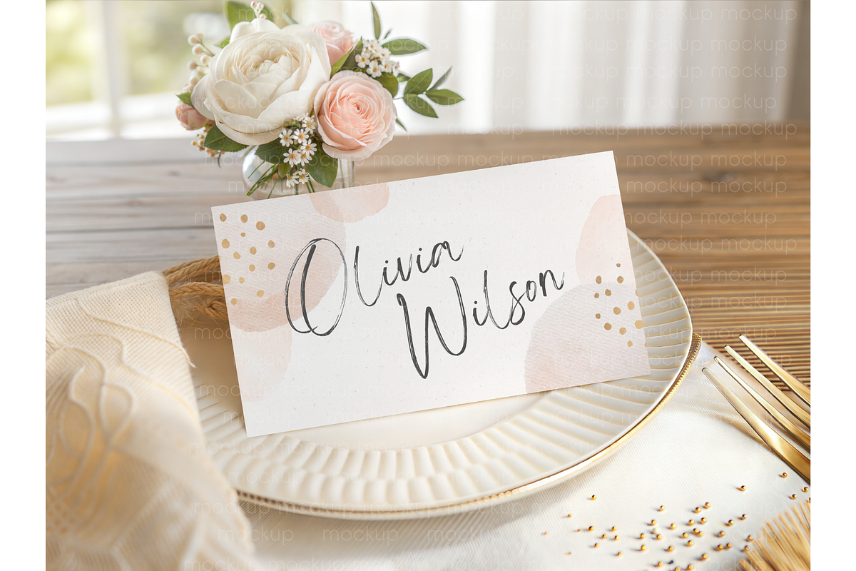 Elegant Floral Wedding Place Card, a Product Mockup by MockupWizard (Photo 3 of 4)