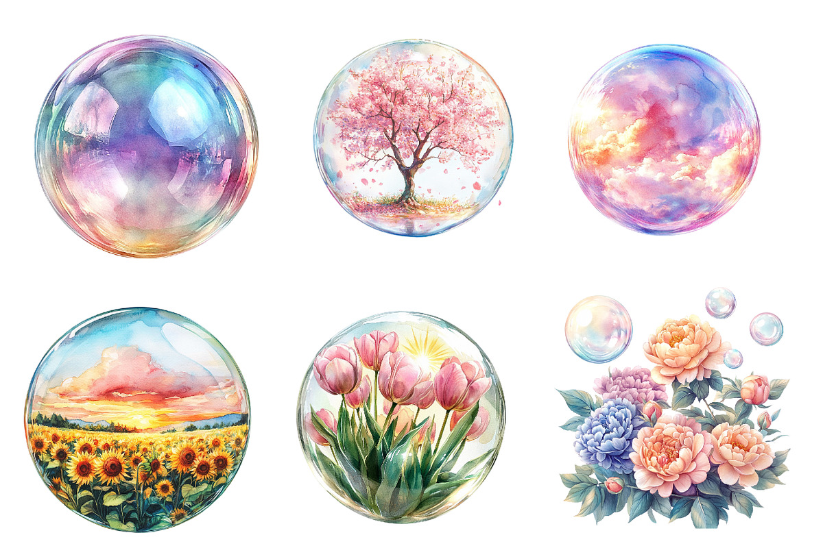 Spring Iridescent Bubble Clipart, an Illustration by CreationArt (Photo 3 of 5)