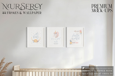 Nursery 44 Frames & Wallpaper, a Household Mockup by mock-ups