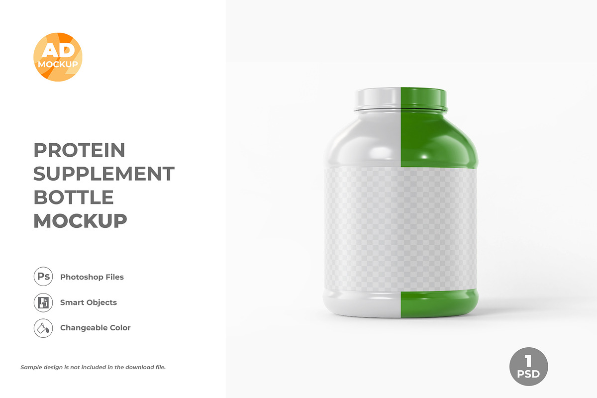 Protein Jar Bottle Mockup (1PSD), a Packaging Mockup by Adstart (Photo 2 of 5)