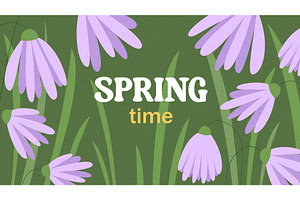 Spring time banner with purple, an Object Illustration by Tati_Kli