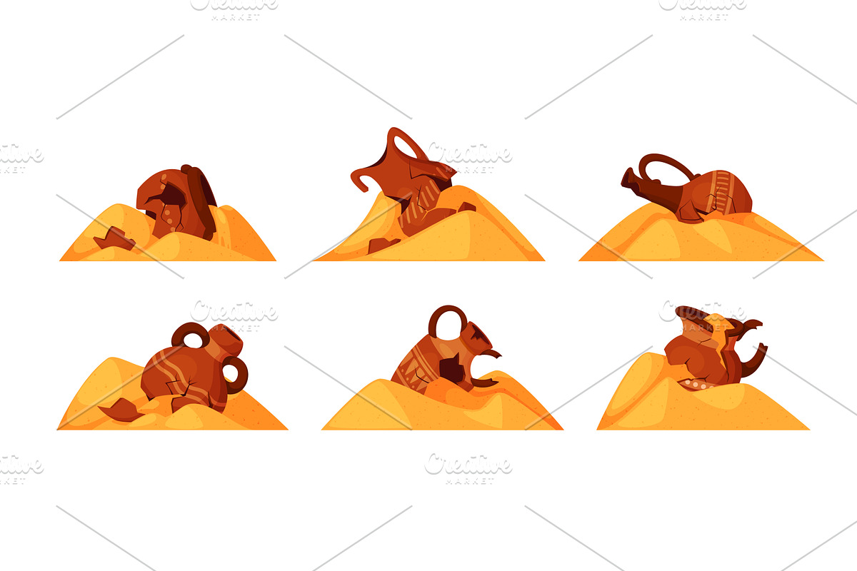 Archaeological pottery. Ancient jar, an Illustration by Stock-Smart-Start