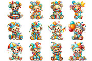 Cute Clown Teddy Bear Clipart, an Illustration by DreamArtGraphic (Thumbnail 3 of 4)