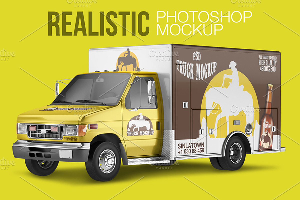 Realistic PSD Truck Mockup, a Product Mockup by Sinlatown (Photo 1 of 5)