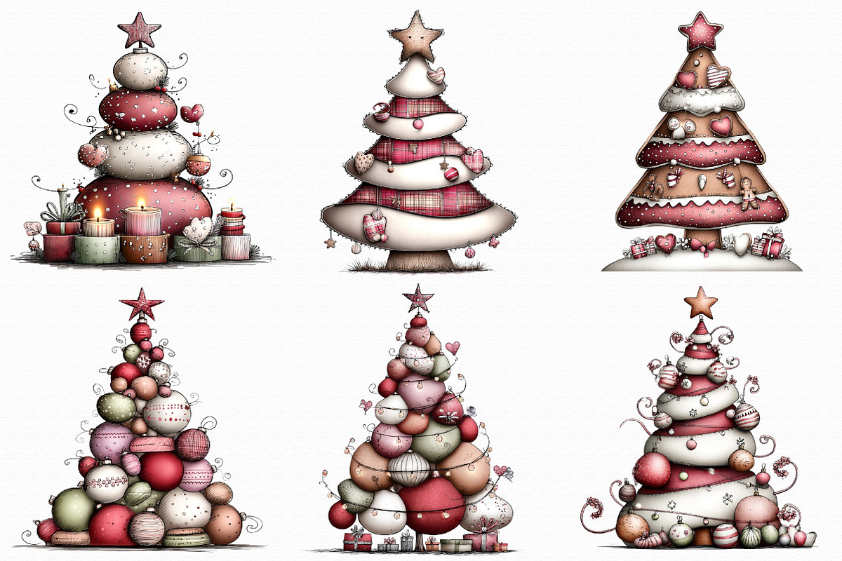 Whimsical Christmas Tree Clipart, an Illustration by Libby Wishes (Photo 2 of 7)