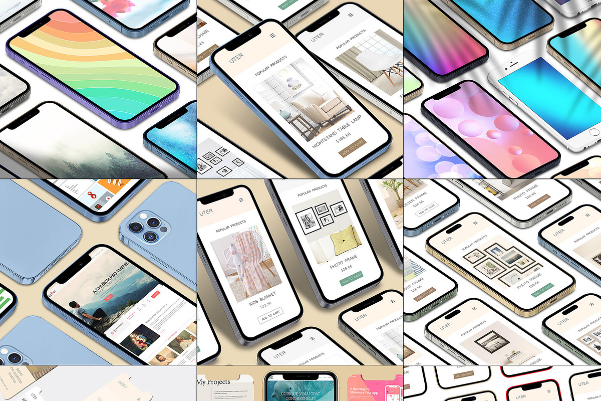 ALL 3D iPHONE MOCK-UP BUNDLE VOL-6, an iPhone Mockup by Graphicsworld125 (Photo 2 of 21)