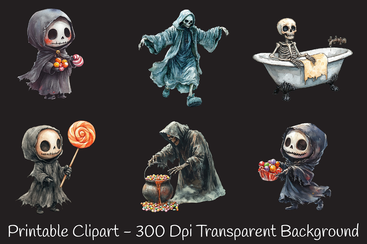 Halloween Funny Reaper Clipart, an Illustration by RobertsArt (Photo 2 of 7)