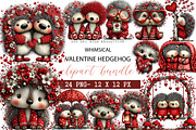 Whimsical Valentine Hedgehog Clipart, an Illustration by DreamArtGraphic (Thumbnail 1 of 4)