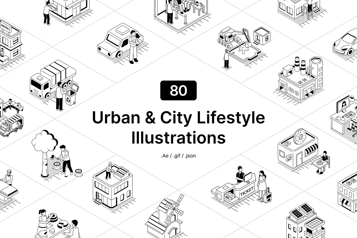 80 Animated Urban and City Lifestyle, an Object Illustration by Creative Stall (Photo 1 of 4)