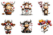 Quirky Valentine Highland Cow Clipar, an Illustration by CreationArt (Thumbnail 3 of 5)