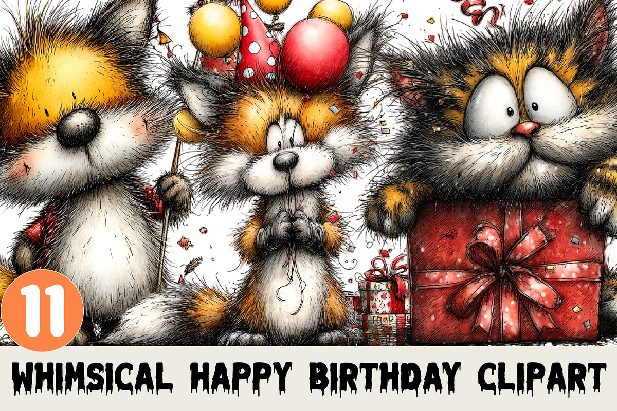 Whimsical Happy Birthday Clipart, a Graphic by CitraGraphics (Photo 1 of 4)