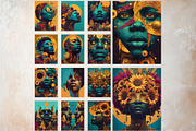 Afro Surreal Printable Digital Paper, a Decorative Illustration by ThatsDesignArt (Thumbnail 11 of 16)
