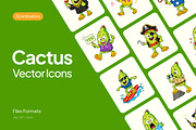 50 Animated Cactus Flat Vector Icons, an Emoji Icon by Brickclay (Thumbnail 1 of 4)