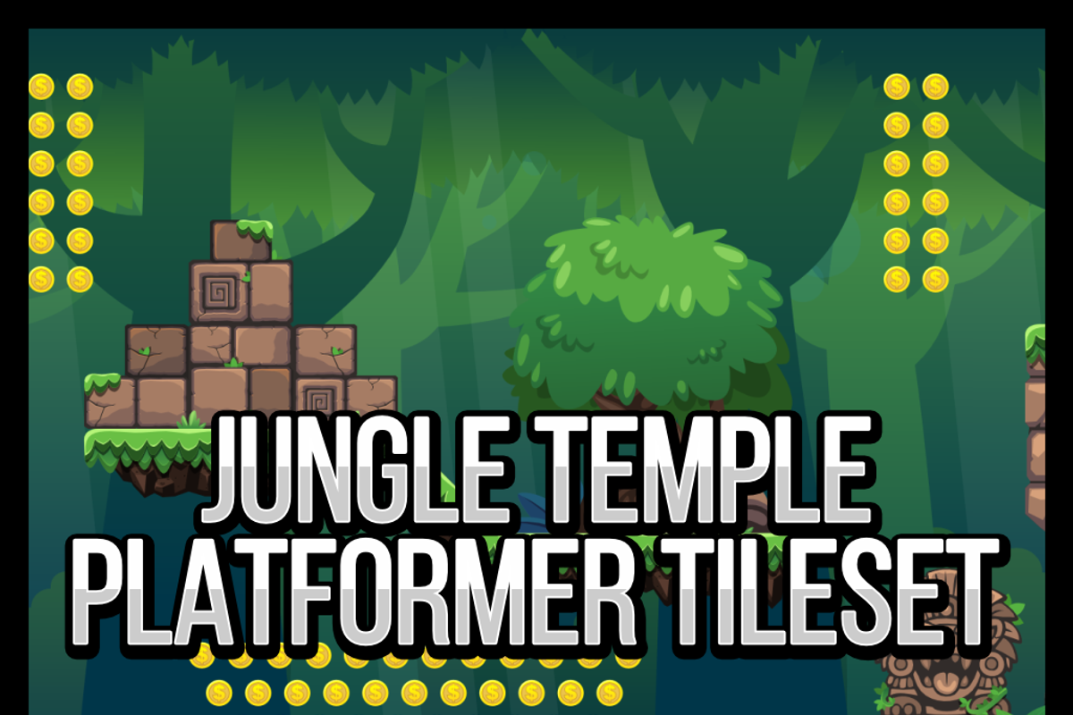 Jungle Temple Platformer Tileset, an Object Graphic by pzUH (Photo 1 of 5)