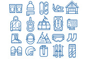 Snowboard and Ski Equipment Icons, an Outline Icon by Alex Krugli (Thumbnail 2 of 5)