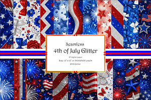 4th of July Glitter Digital Papers, a Texture Graphic by Printable Design Store