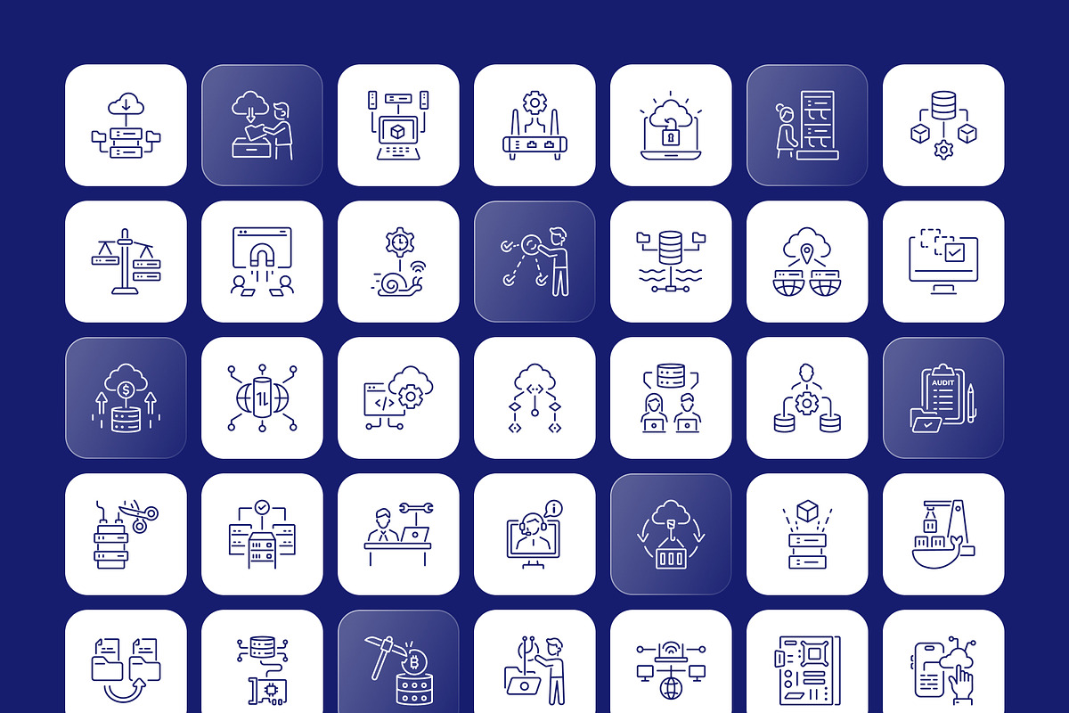 Cloud Network Icons, an Outline Icon by Prosymbols (Photo 7 of 7)