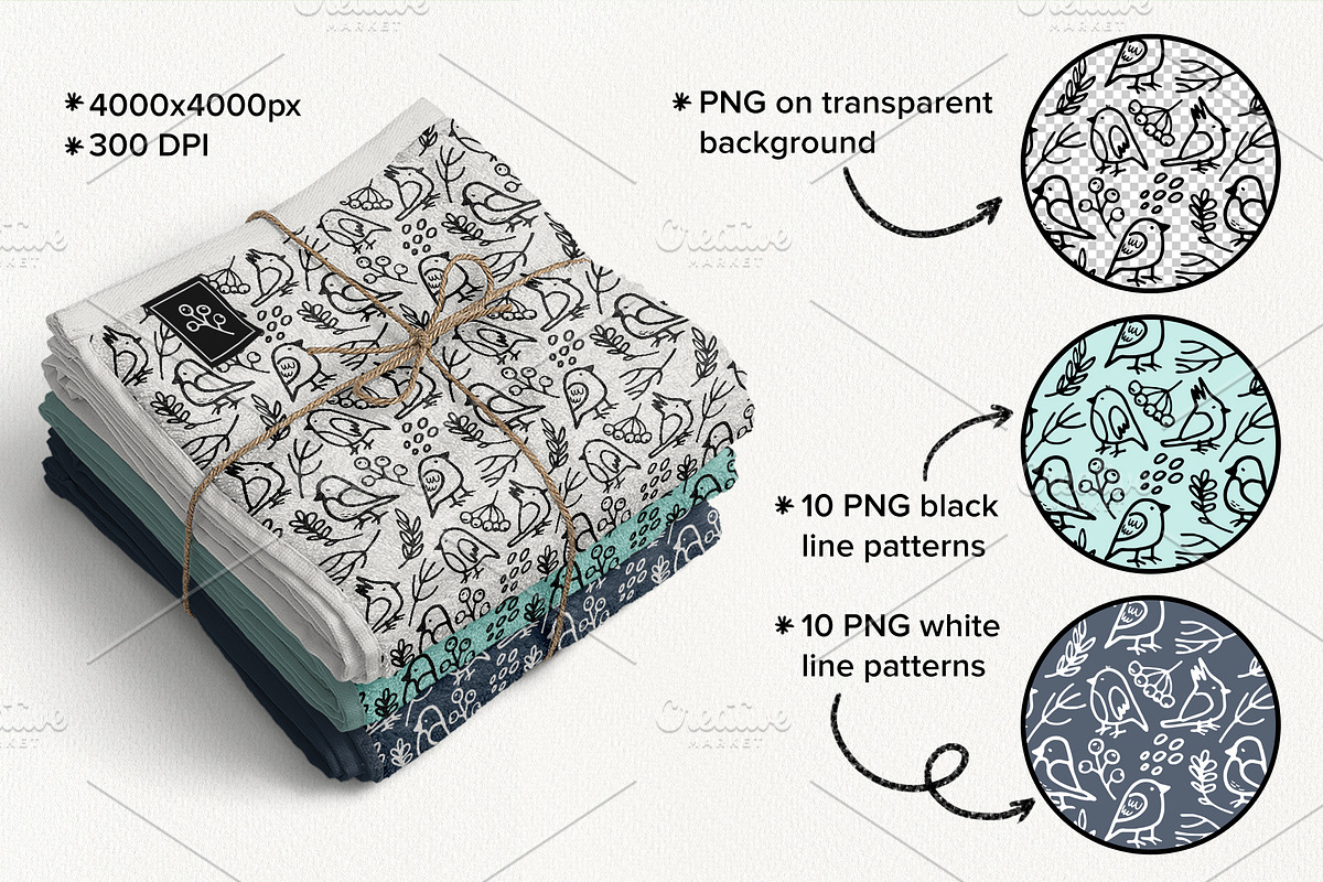 Winter Doodle Patterns set, a Pattern Graphic by Ekaterina Goncharova (Photo 3 of 7)