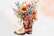 Western Flowers Boots Watercolor PNG, an Object Illustration by iloveTemplate (Thumbnail 6 of 14)