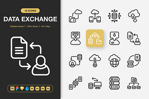 Data Exchange Icons, an Outline Icon by Spacepixel Creative
