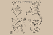 spooky cute ghost Halloween clipart, a Seasonal Illustration by FaliushViktoriaArtist (Thumbnail 6 of 14)