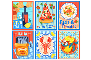 Summer italian posters. Italy amalfi, a Food Illustration by Stock-Smart-Start