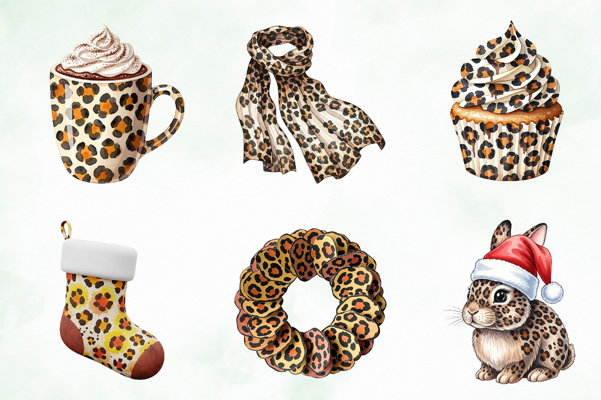 Leopard Print Christmas Clipart PNG, an Illustration by Creative Art (Photo 2 of 9)
